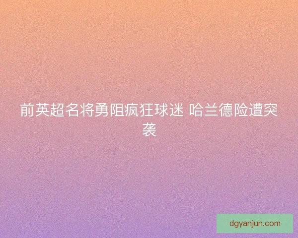 前英超名将勇阻疯狂球迷 哈兰德险遭突袭