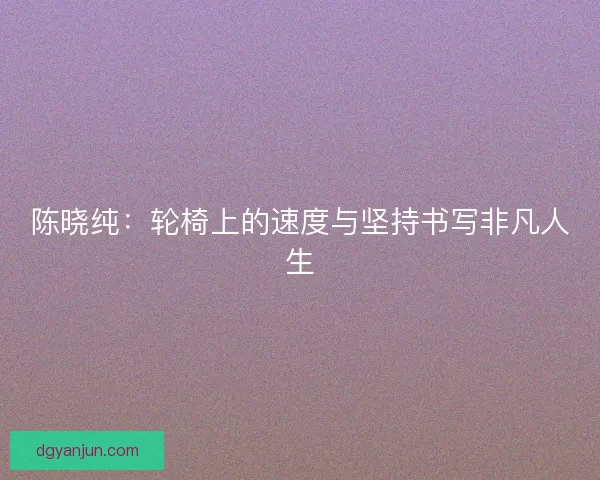 陈晓纯：轮椅上的速度与坚持书写非凡人生
